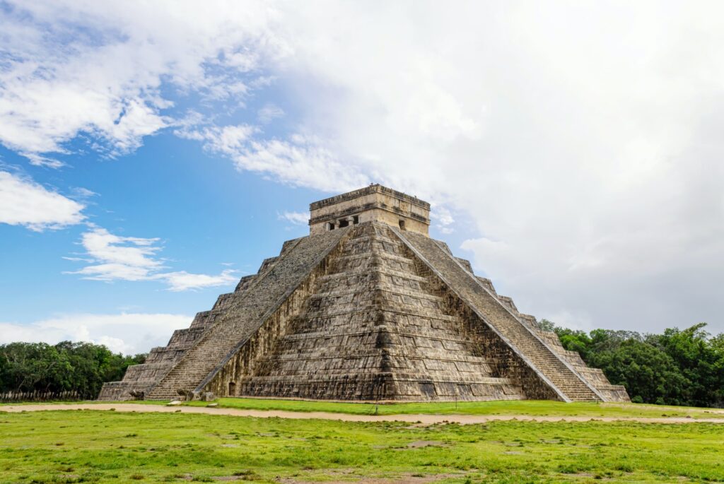 The Mayan pyramid in Chichen Itza Mexico.